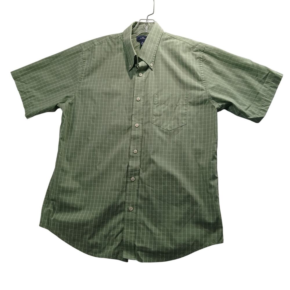 Dockers Mens Medium Green Plaid Short Sleeve Button Down Shirt Pocket